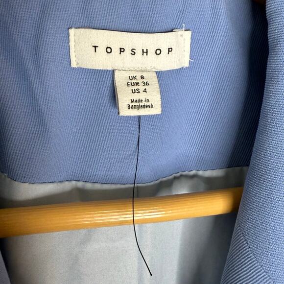 New No tag Top Shop Double Breasted Light blue blazer Size 4 - Picture 6 of 7
